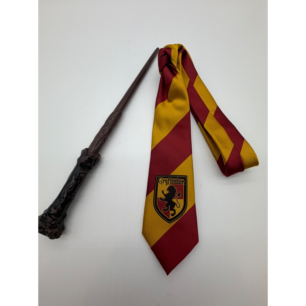 Harry Potter Gryffindor Costume Set Tie and Wand Burgundy Gold Cosplay Hogwarts